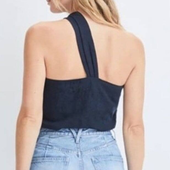 Veronica Beard NWT Belinda One Shoulder Jacquard Top Color Ink Blue Size 4 - Picture 2 of 10
